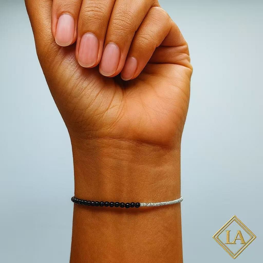 Black Agate Bracelet with S925 Silver – Protection & Energy Balance