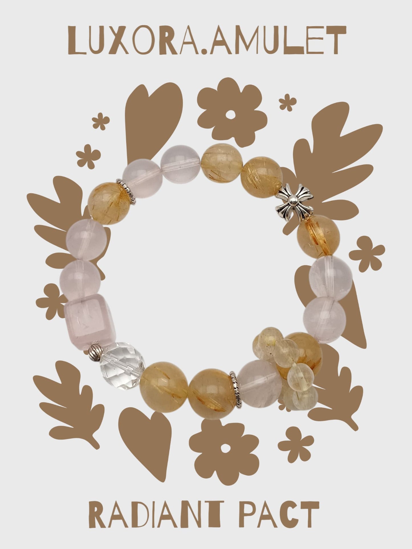 Citrine & Rose Quartz Bracelet with Pink & White Crystal Accents for Breakthrough