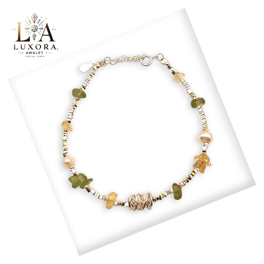 Peridot & Citrine Bracelet with S925 Silver for Joy and Renewal