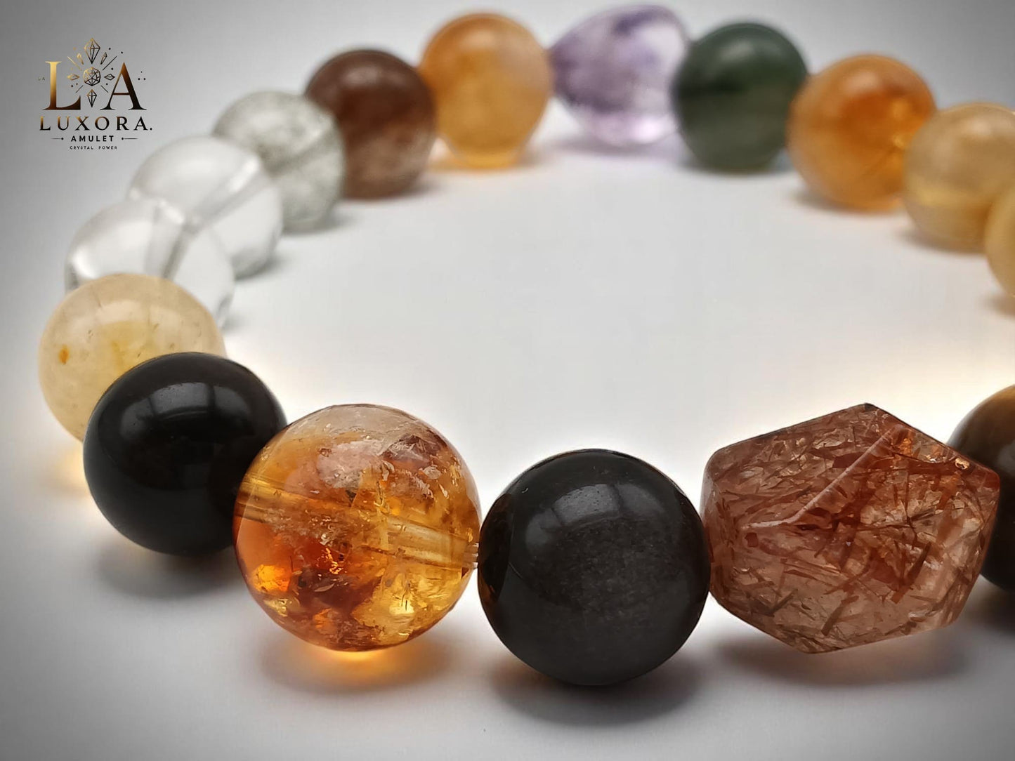 Seven Crystals Bracelet – Amethyst, Tiger’s Eye & Quartz