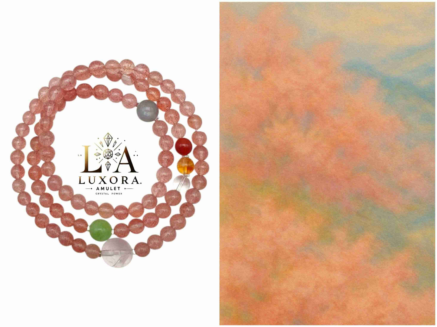 Strawberry Quartz Crystal Bracelet - Heart Chakra & Emotional Balance