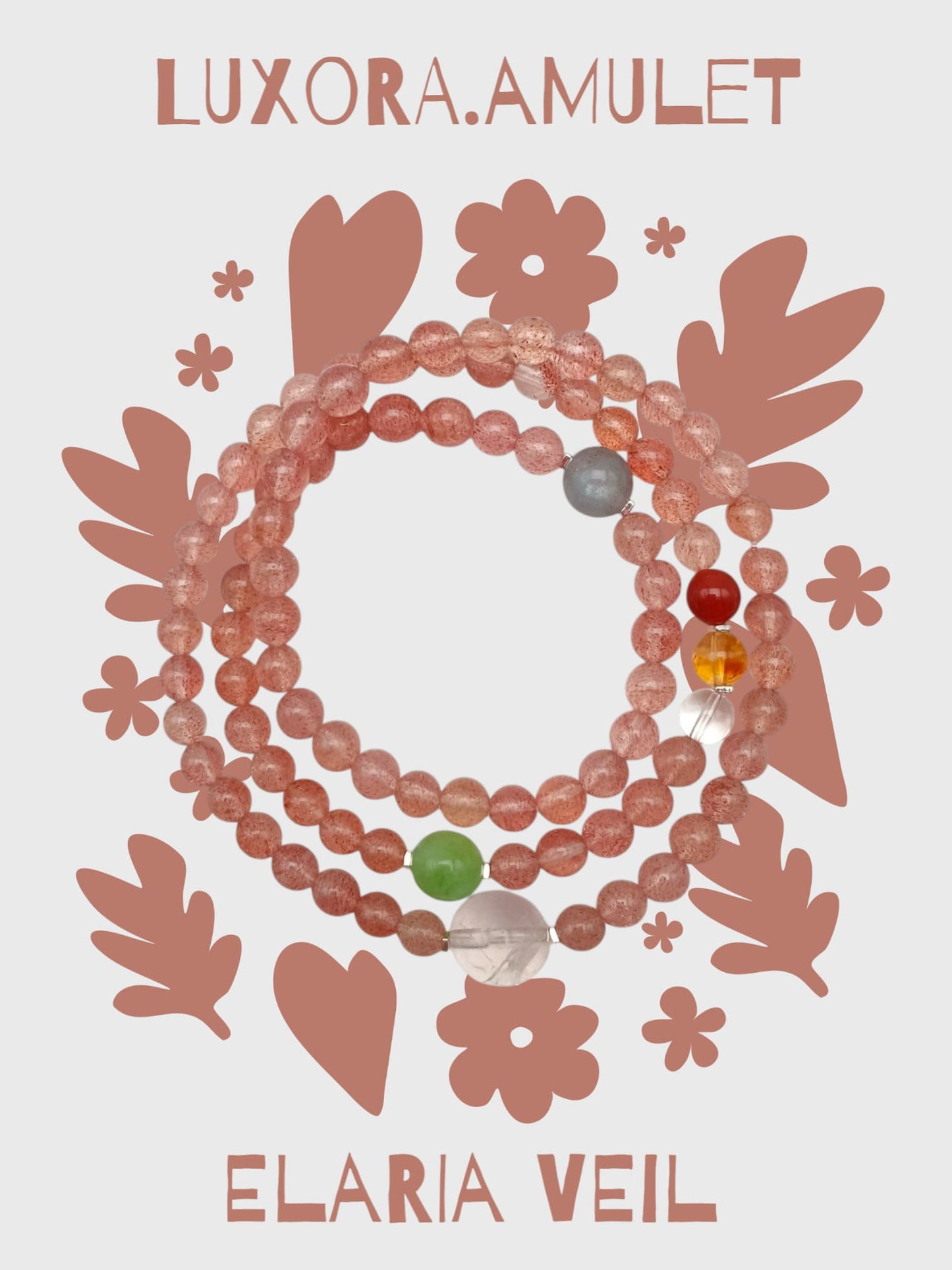 Strawberry Quartz Crystal Bracelet - Heart Chakra & Emotional Balance