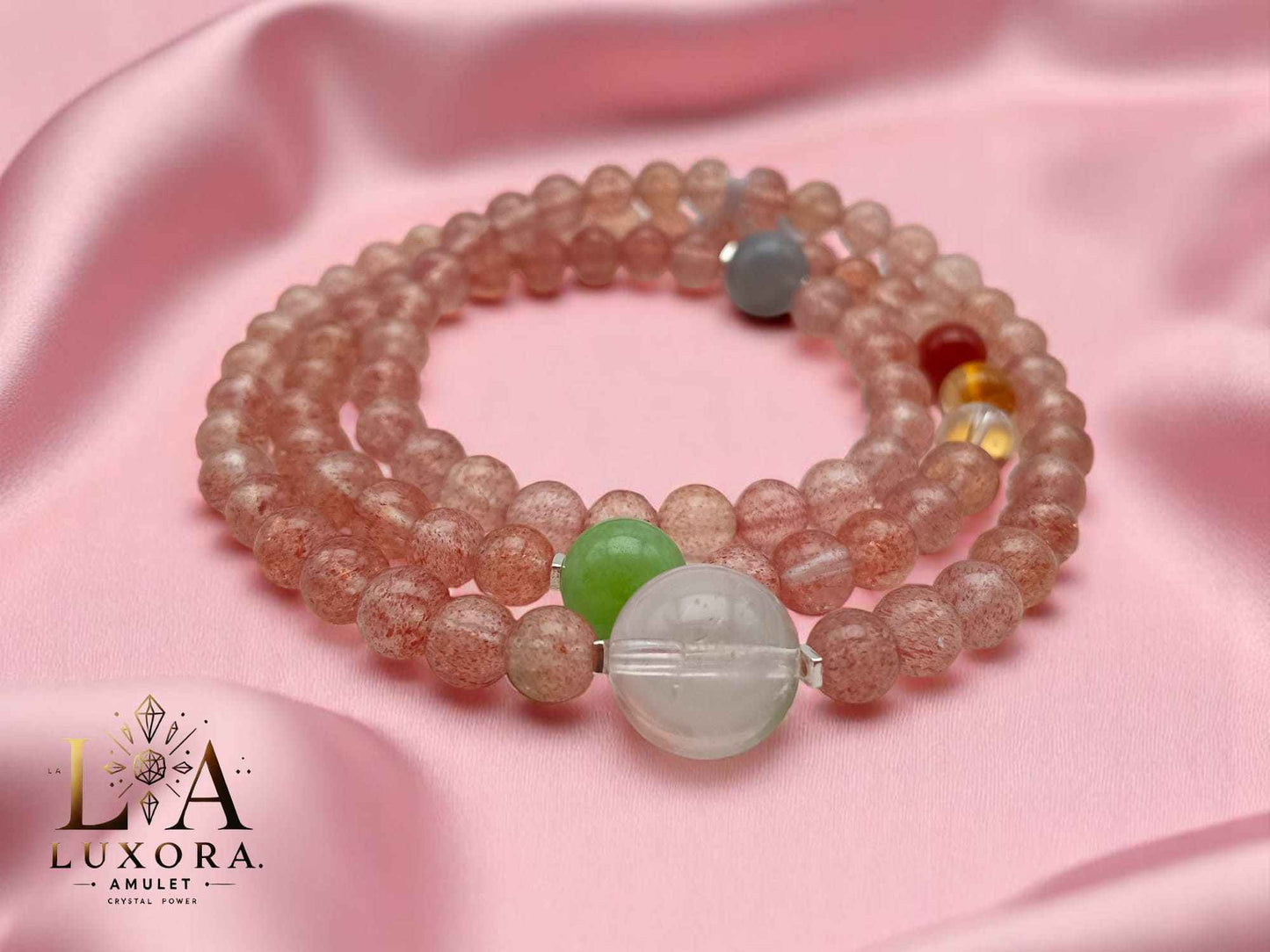 Strawberry Quartz Crystal Bracelet - Heart Chakra & Emotional Balance