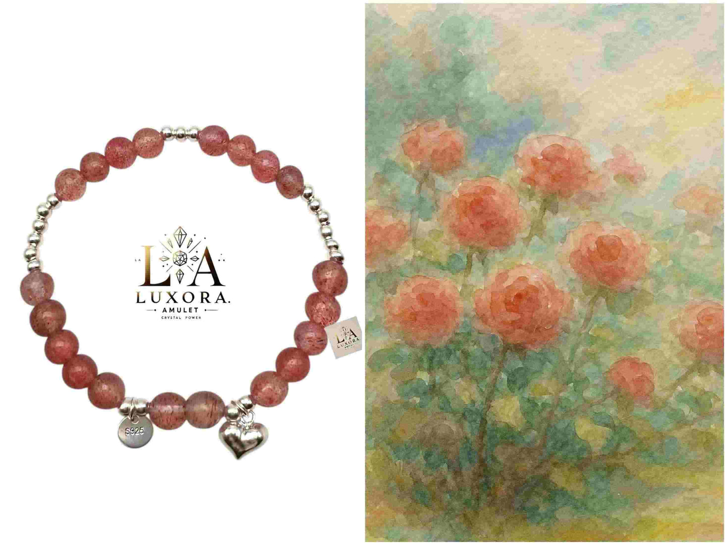 Strawberry Quartz Bracelet with S925 Silver – Love & Positive Energy