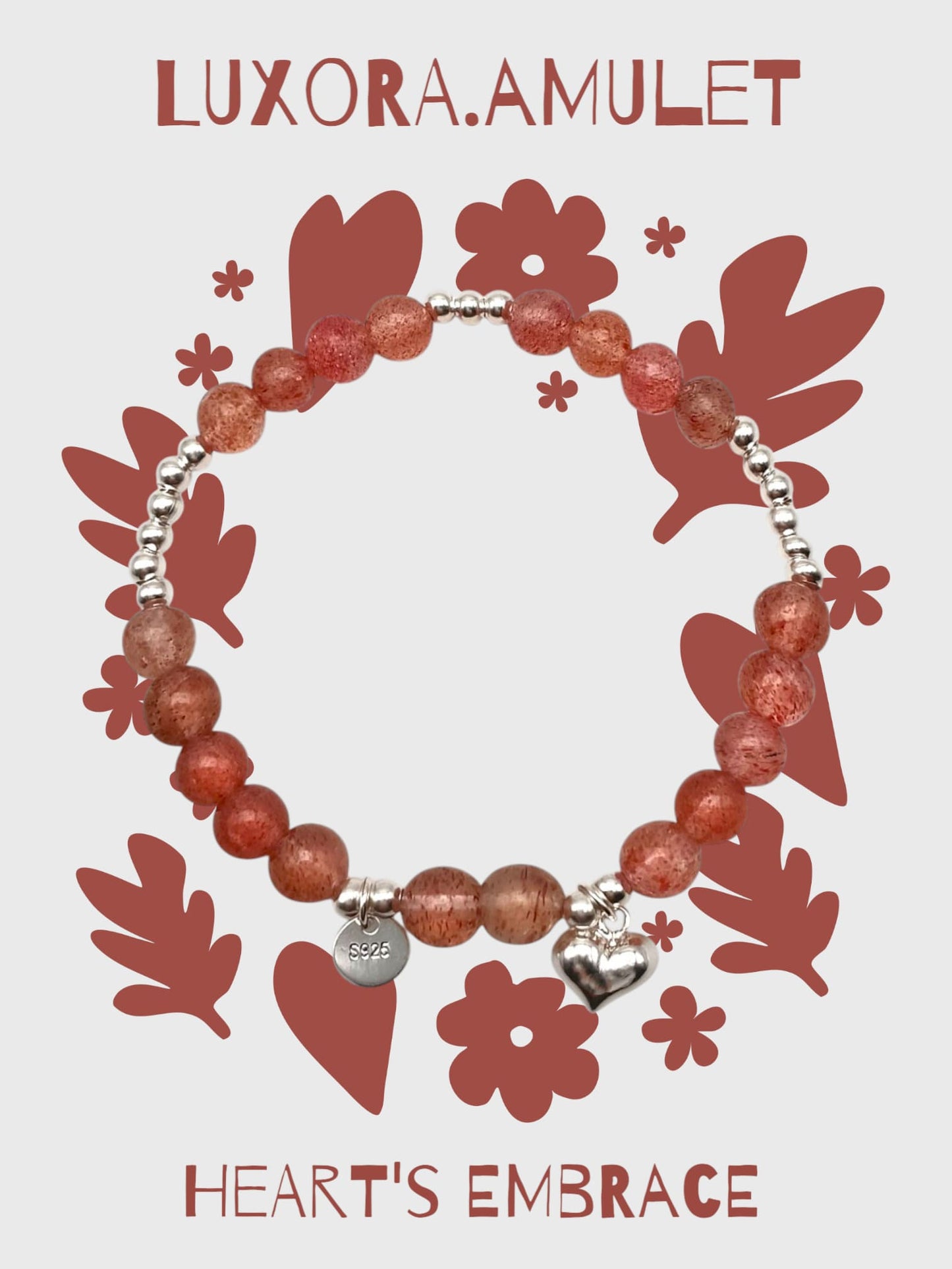 Strawberry Quartz Bracelet with S925 Silver – Love & Positive Energy