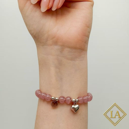 Strawberry Quartz Bracelet with S925 Silver – Love & Positive Energy