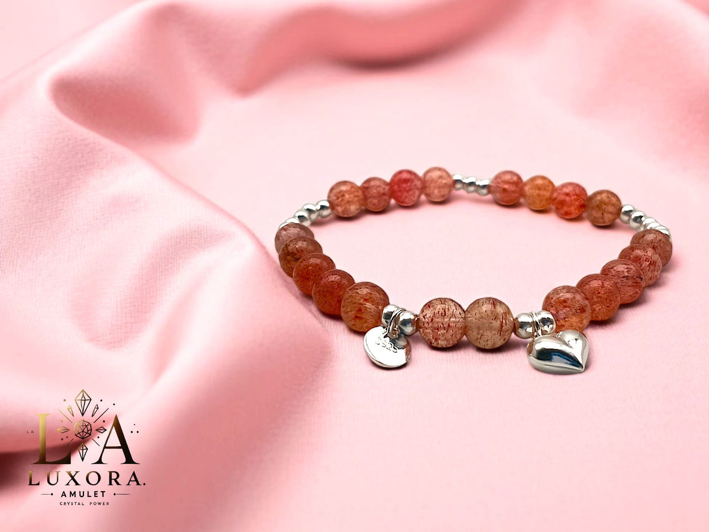 Strawberry Quartz Bracelet with S925 Silver – Love & Positive Energy