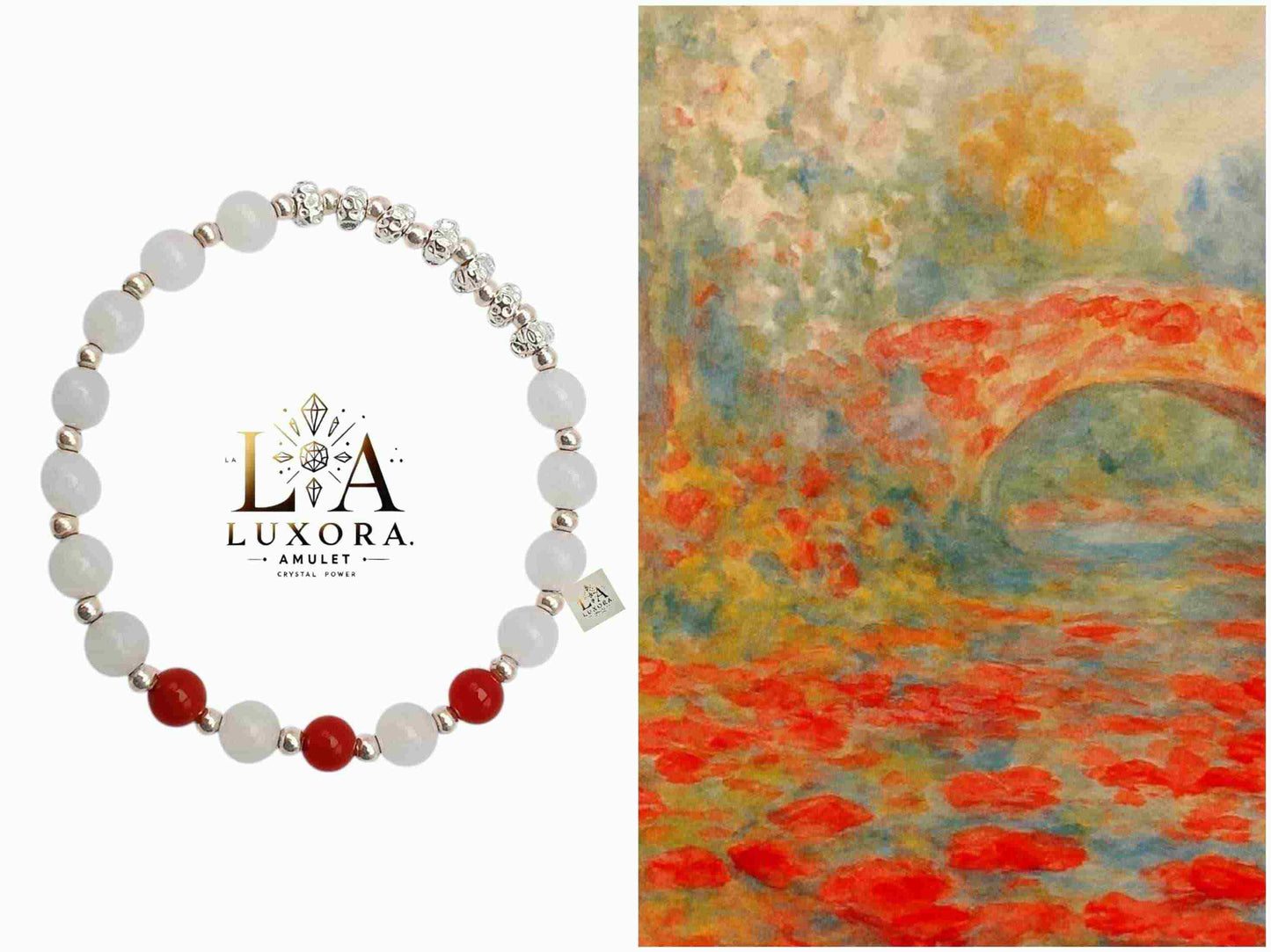 White Crystal & Red Agate Bracelet with S925 Silver Beads – Balance & Energy