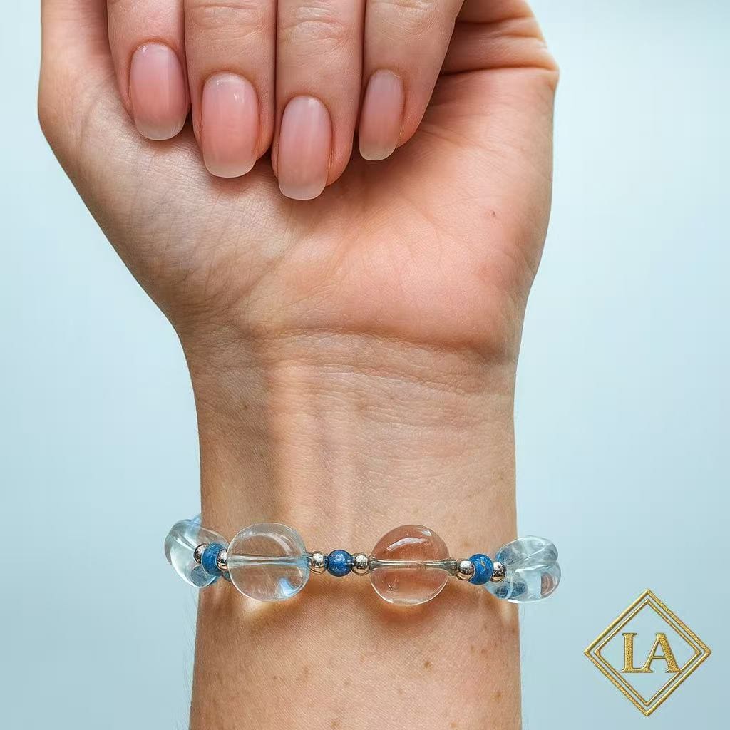 White Crystal & Sapphire Bracelet with S925 Silver – Elegance & Energy