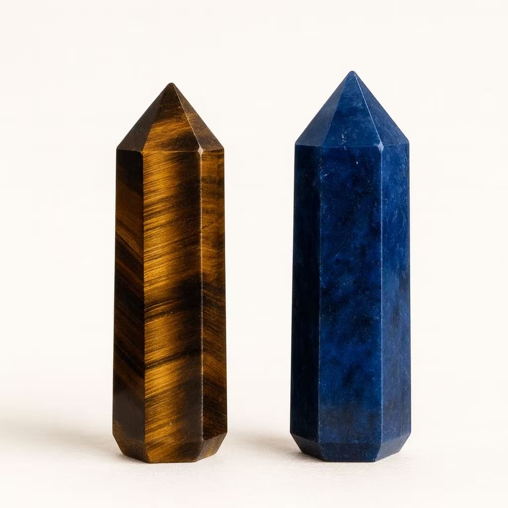  golden tiger’s eye and sapphire gemstones for  confidence and empowerment