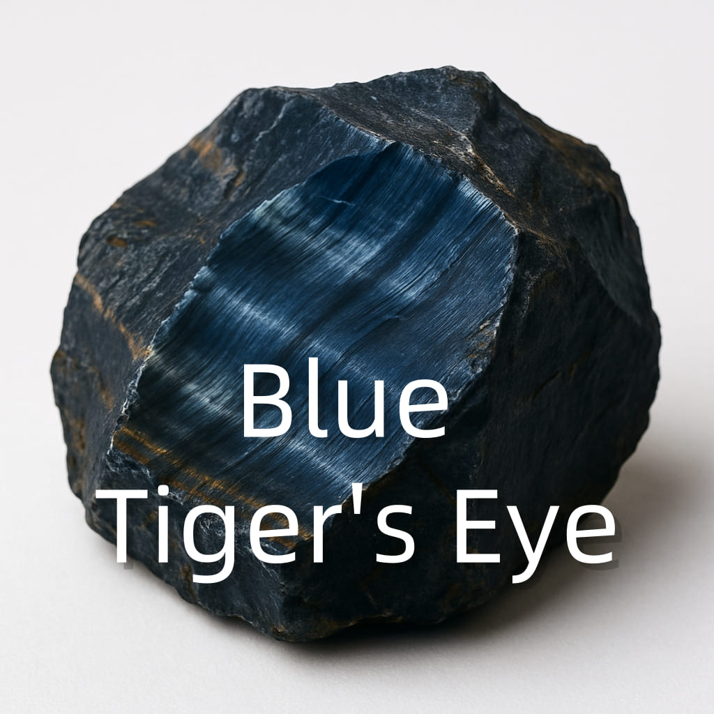 Silky Blue Tiger’s Eye gemstone with deep navy shimmer, symbolizing calm, insight, and energetic protection