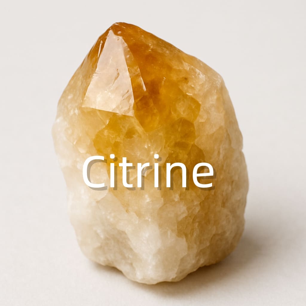 Raw Citrine crystal glowing with golden-yellow hues, symbolizing joy and abundance