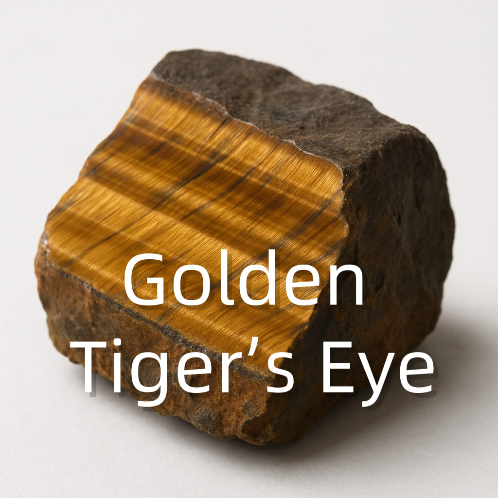 Golden-brown Tiger’s Eye gemstone with silky shimmer, symbolizing confidence, protection, and mental clarity