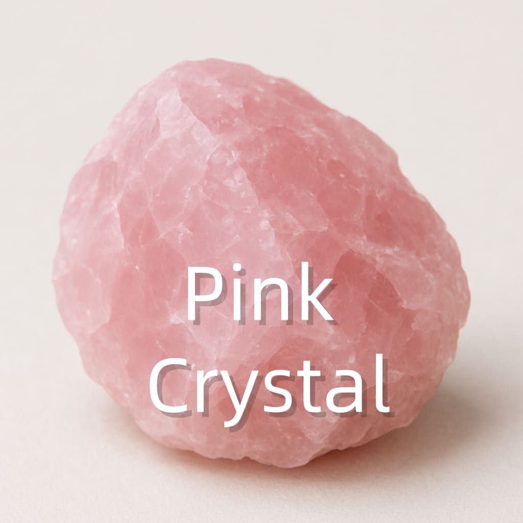 Delicate Pink Crystal (Rose Quartz) cluster with a soft glow, symbolizing love, emotional healing, and peace