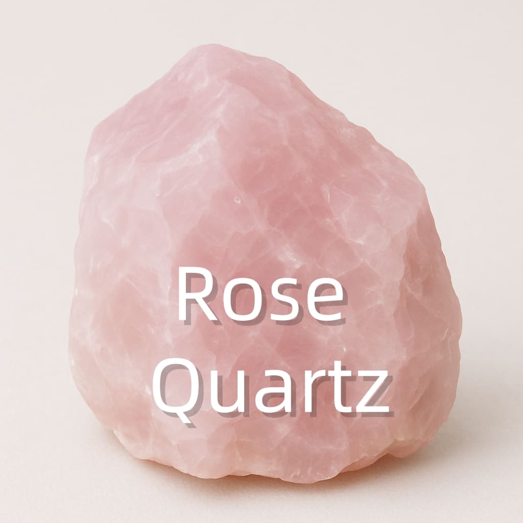 Soft pink Rose Quartz crystal with a smooth finish, symbolizing unconditional love, heart healing, and emotional warmth