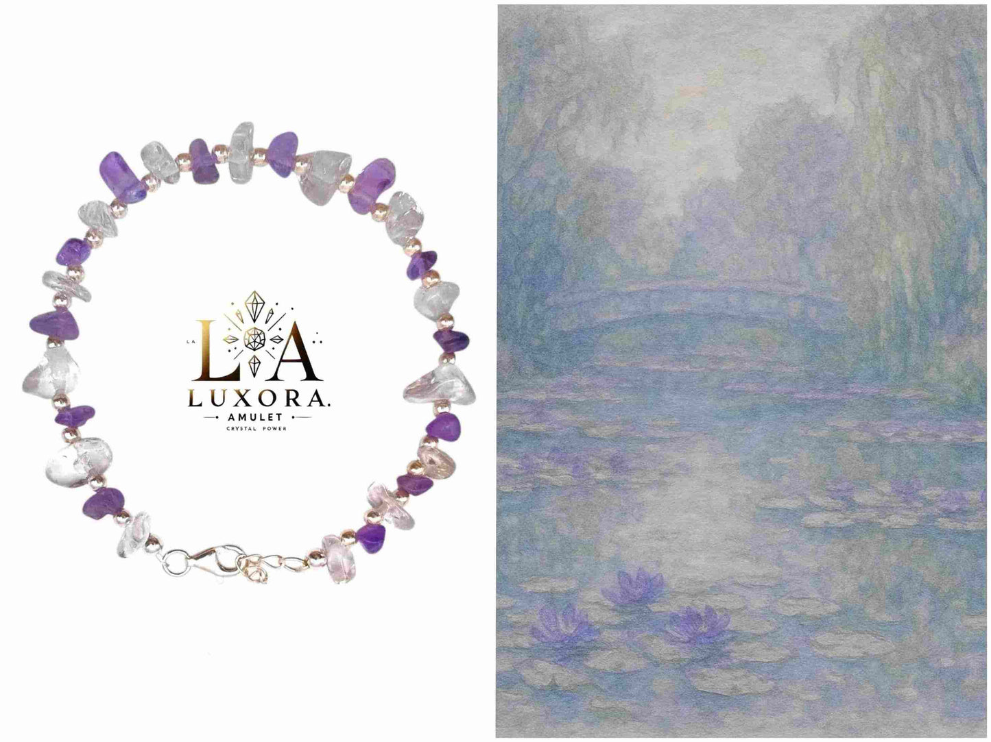 Amethyst & White Crystal Bracelet with S925 Silver – Clarity & Harmony