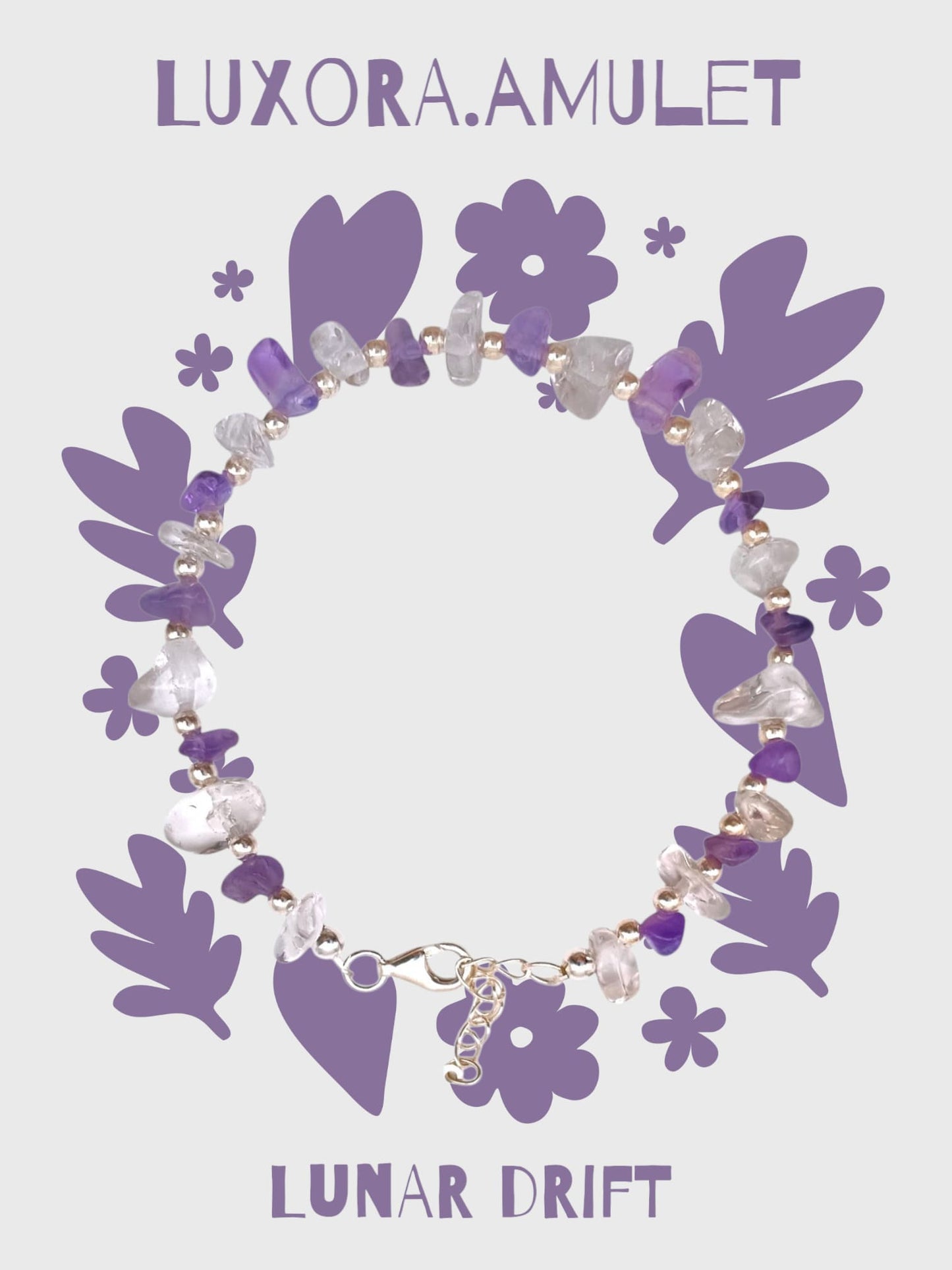 Amethyst & White Crystal Bracelet with S925 Silver – Clarity & Harmony