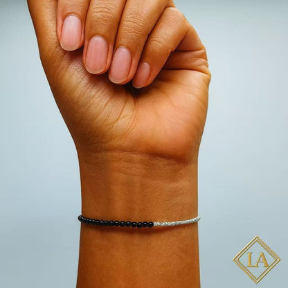 Black Agate Bracelet with S925 Silver – Protection & Energy Balance