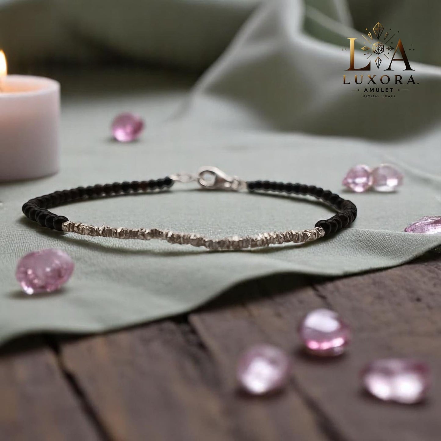 Black Agate Bracelet with S925 Silver – Protection & Energy Balance