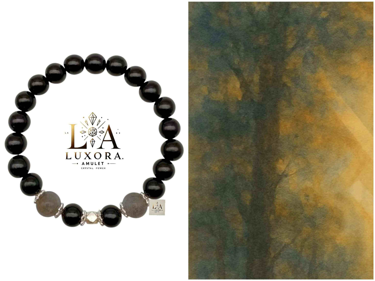 Black Obsidian Bracelet with Labradorite & S925 Silver  – Protection & Clarity