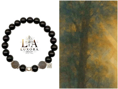 Black Obsidian Bracelet with Labradorite & S925 Silver  – Protection & Clarity