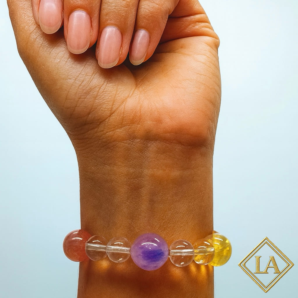 Chakra Healing Crystal Bracelet – Citrine, Amethyst, Aquamarine & Quartz