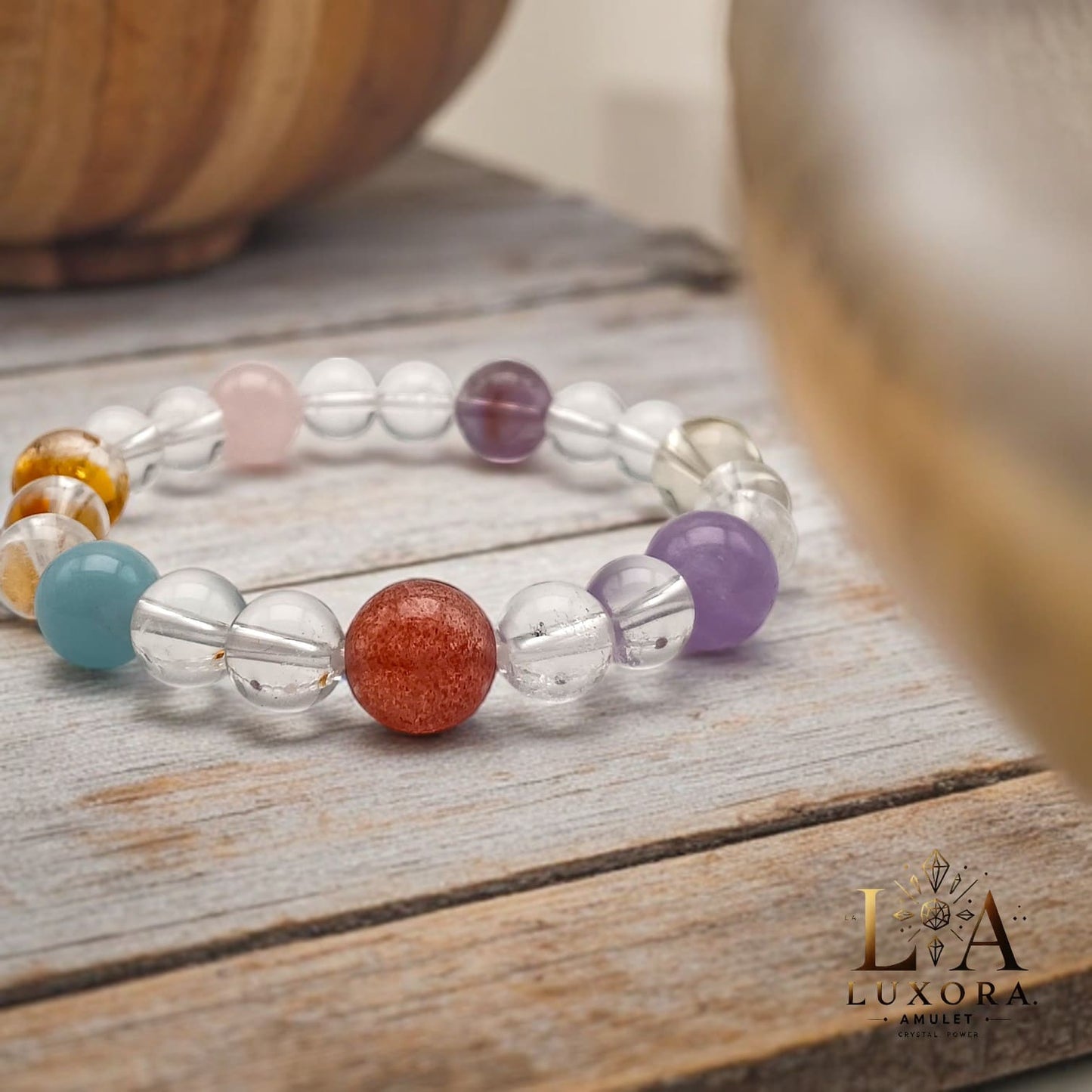 Chakra Healing Crystal Bracelet – Citrine, Amethyst, Aquamarine & Quartz