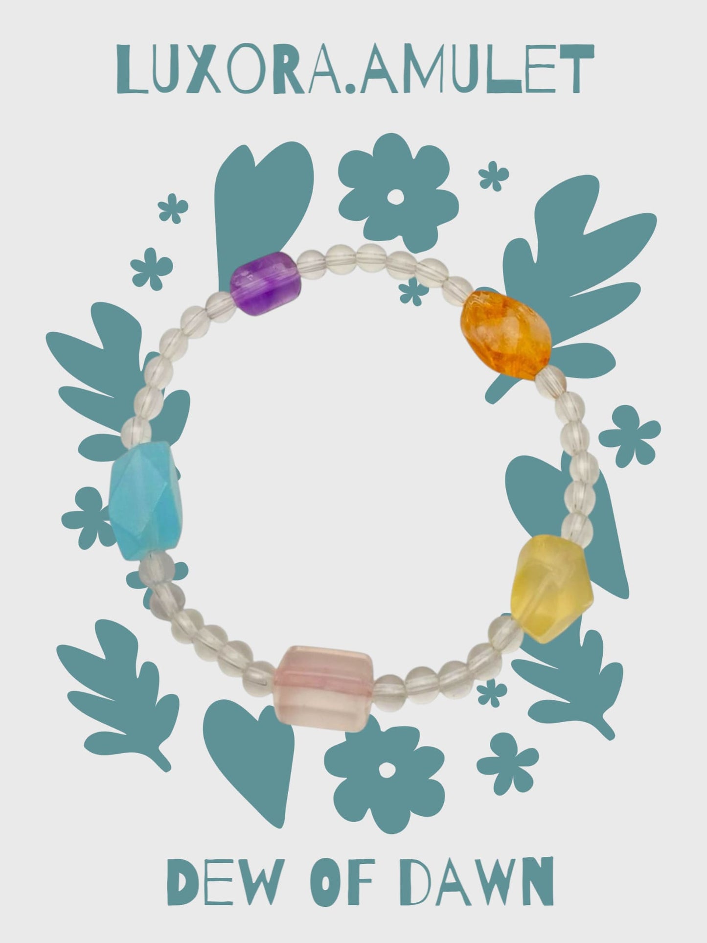 Citrine, Amethyst & Aquamarine Crystal Bracelet with Pink Crystal and White Crystal Accents