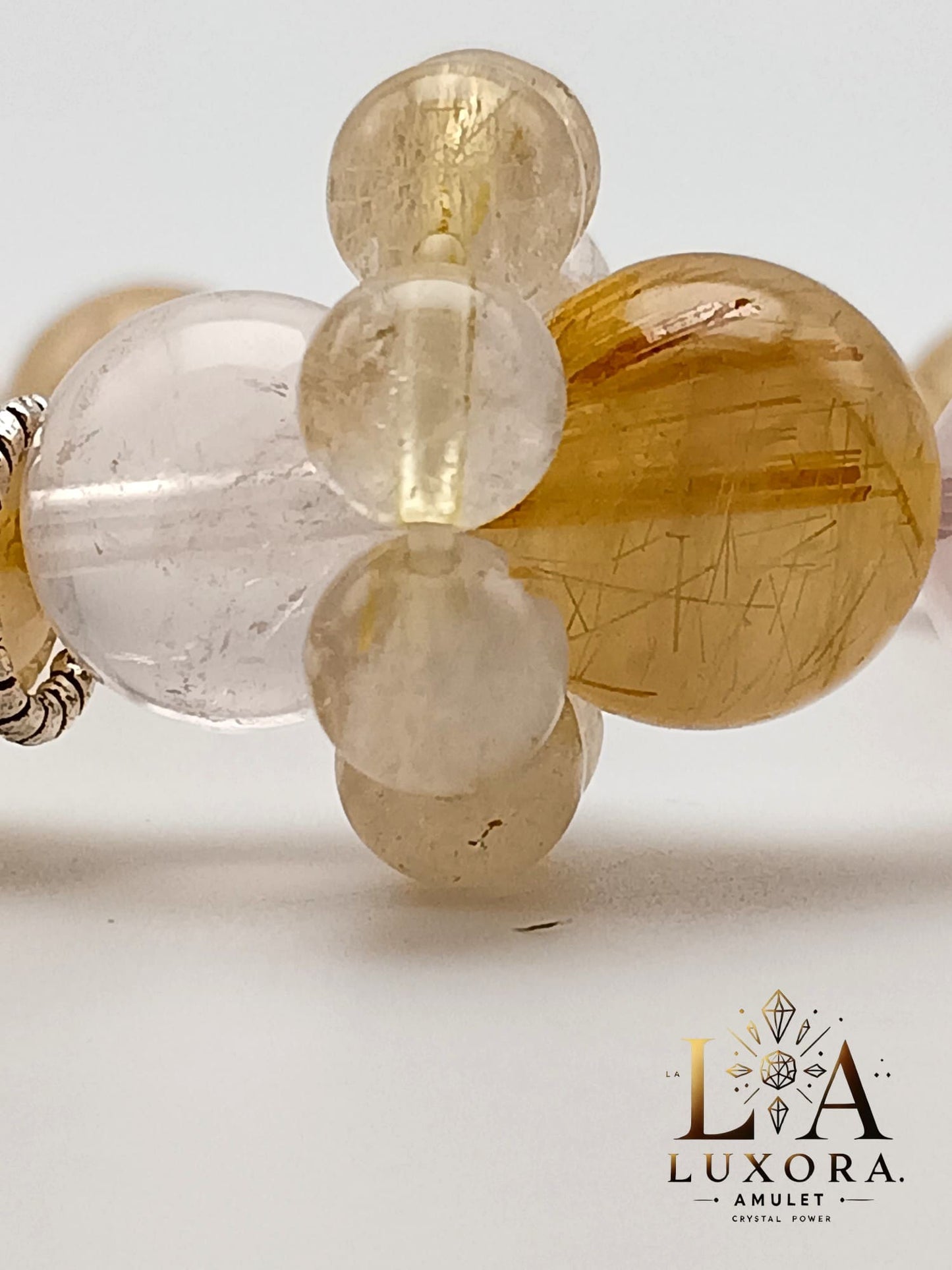 Citrine & Rose Quartz Bracelet with Pink & White Crystal Accents for Breakthrough