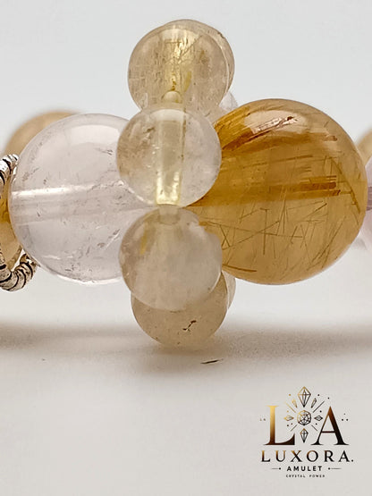 Citrine & Rose Quartz Bracelet with Pink & White Crystal Accents for Breakthrough