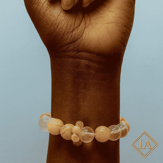 Citrine & Rose Quartz Bracelet with Pink & White Crystal Accents for Breakthrough