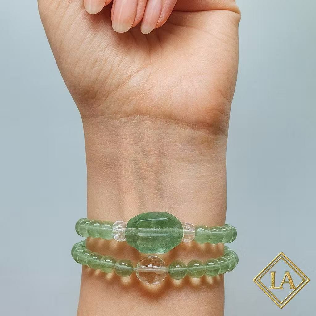 Green Fluorite Crystal Bracelet - Clarity, Healing & Heart Balance