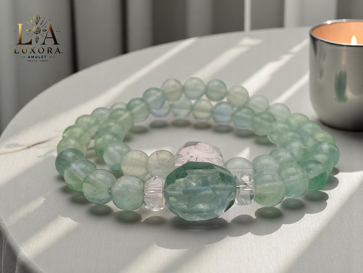 Green Fluorite Crystal Bracelet - Clarity, Healing & Heart Balance