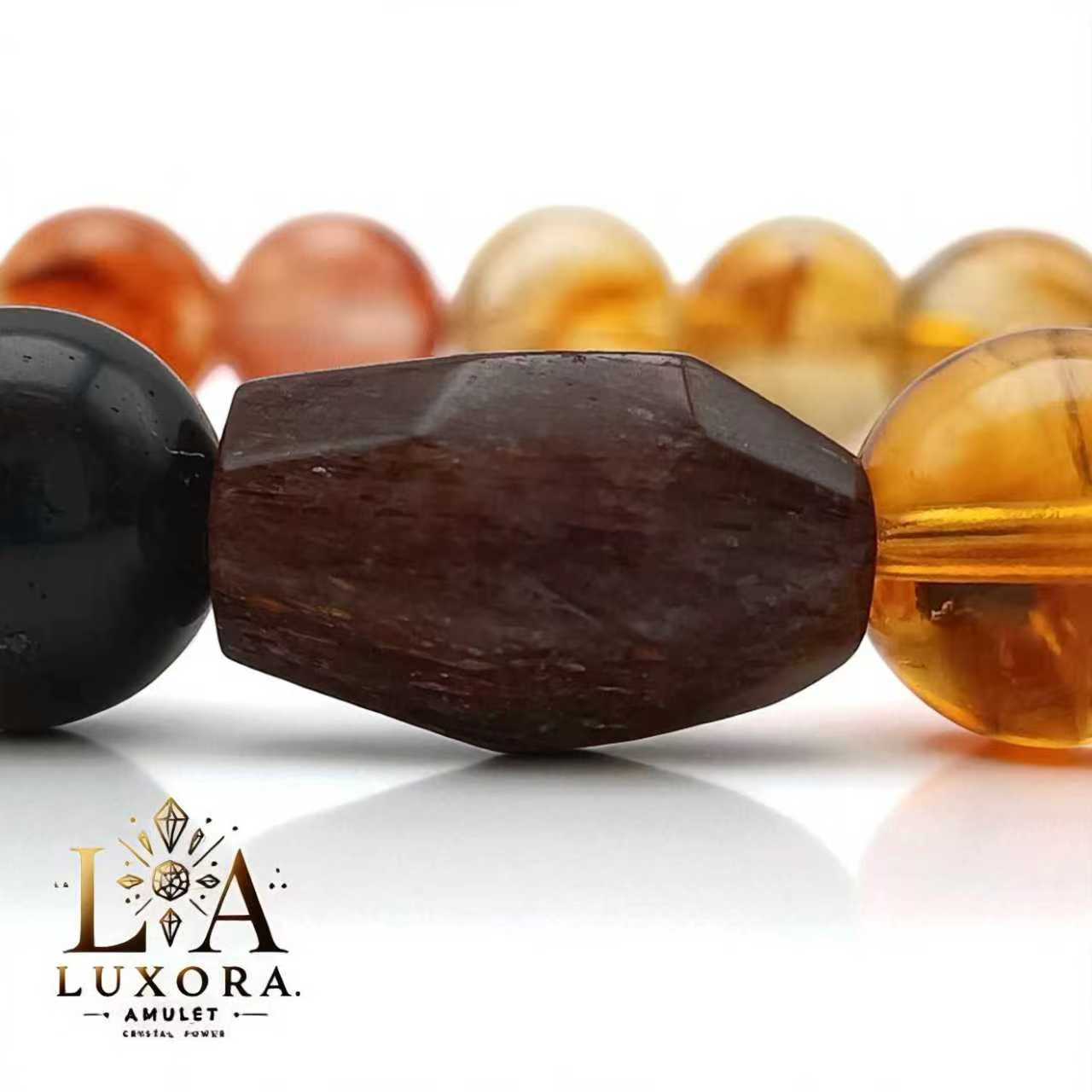 Healing Crystal Bracelet – Citrine, Red Agate, Super 7 & Black Obsidian