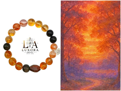 Healing Crystal Bracelet – Citrine, Red Agate, Super 7 & Black Obsidian