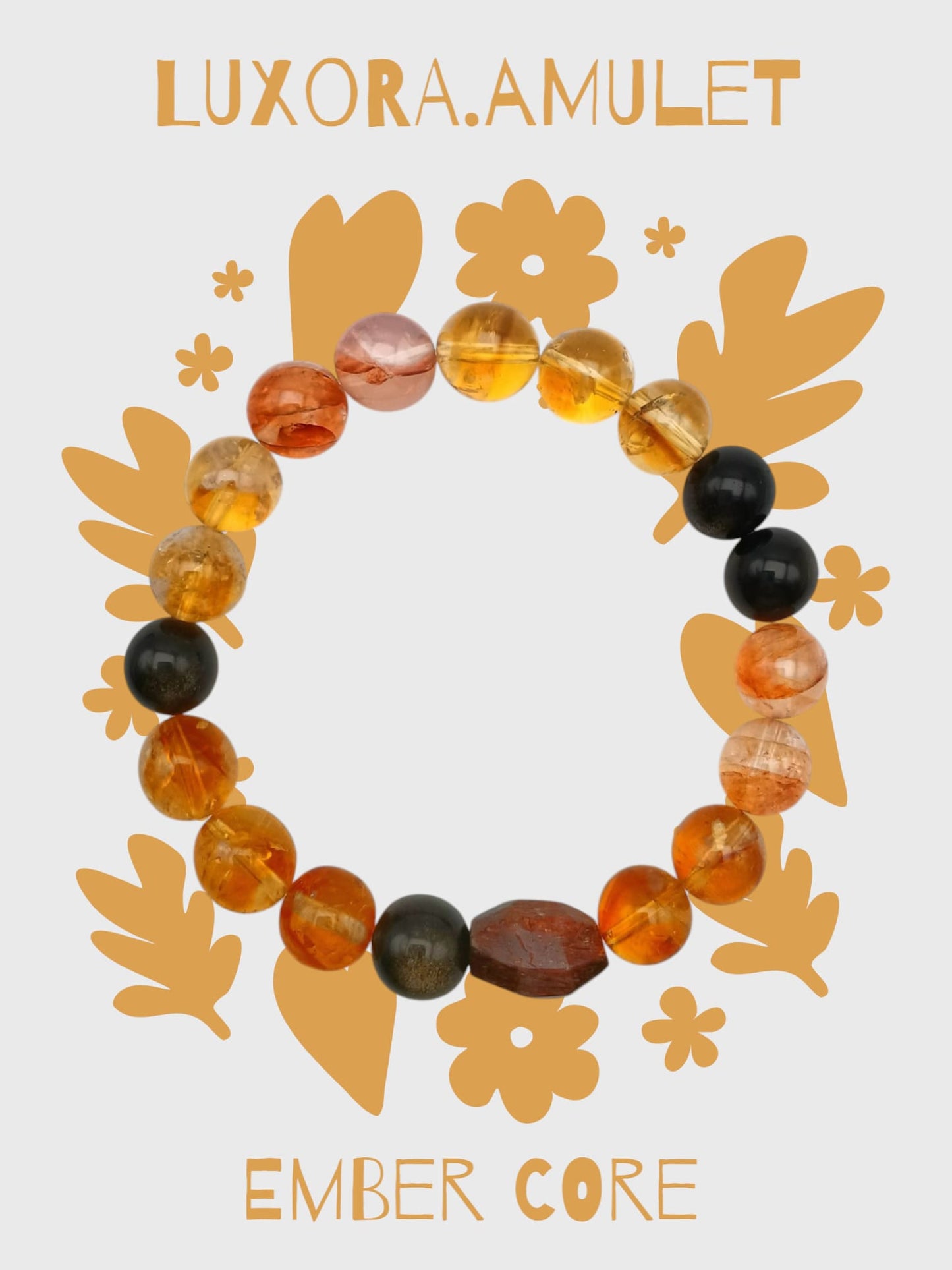 Healing Crystal Bracelet – Citrine, Red Agate, Super 7 & Black Obsidian