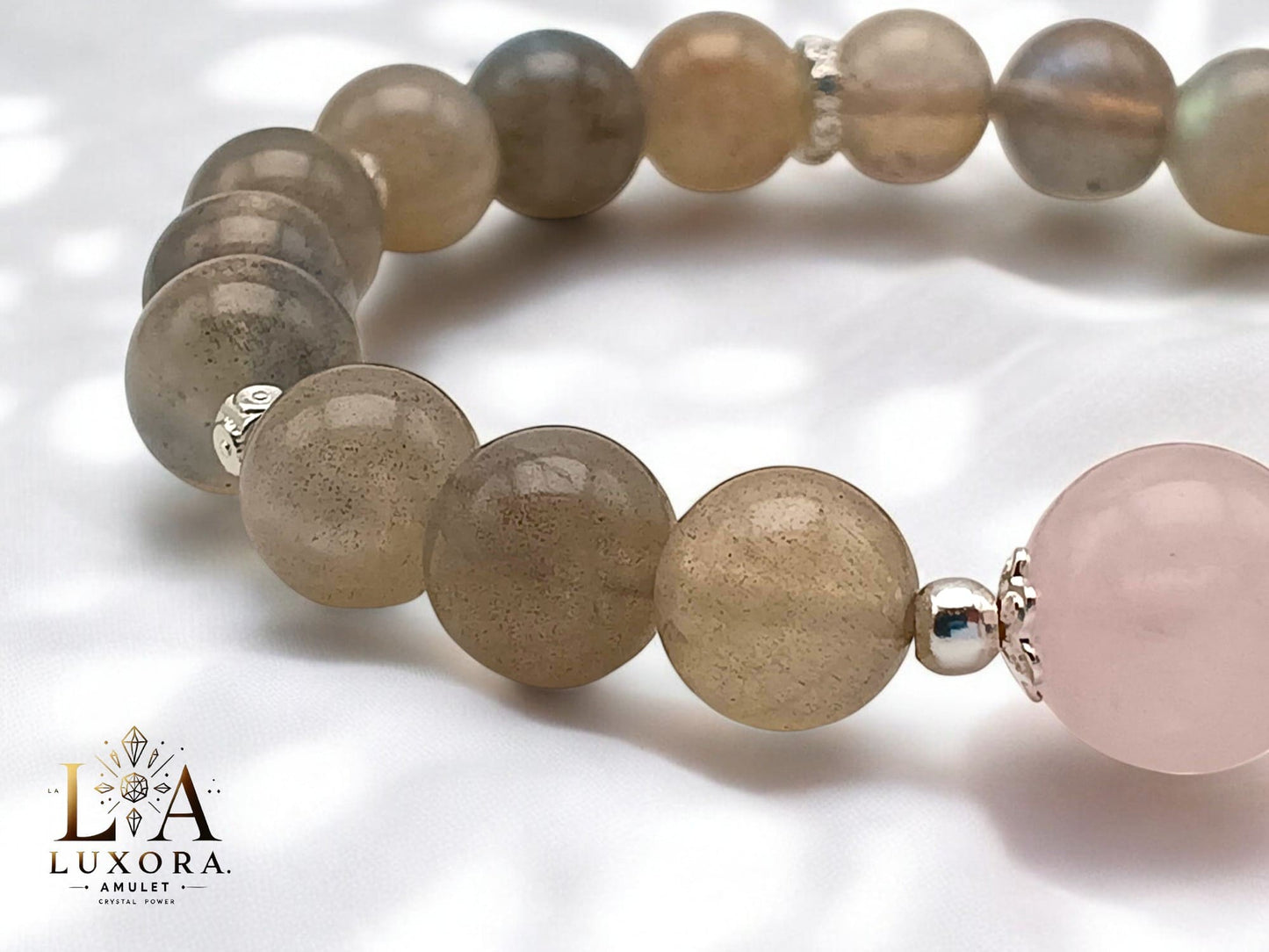 Moonstone & Pink Crystal Bracelet with S925 Silver – Harmony & Energy