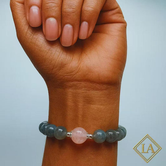 Moonstone & Pink Crystal Bracelet with S925 Silver – Harmony & Energy