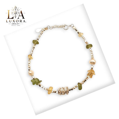 Peridot & Citrine Bracelet with S925 Silver for Joy and Renewal