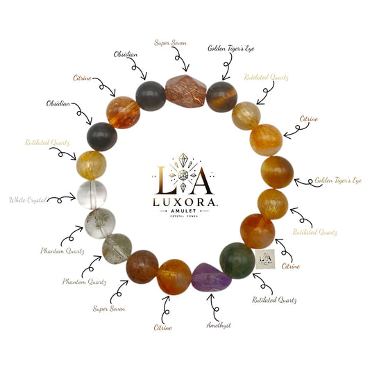 Seven Crystals Bracelet – Amethyst, Tiger’s Eye & Quartz