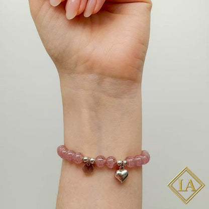 Strawberry Quartz Bracelet with S925 Silver – Love & Positive Energy