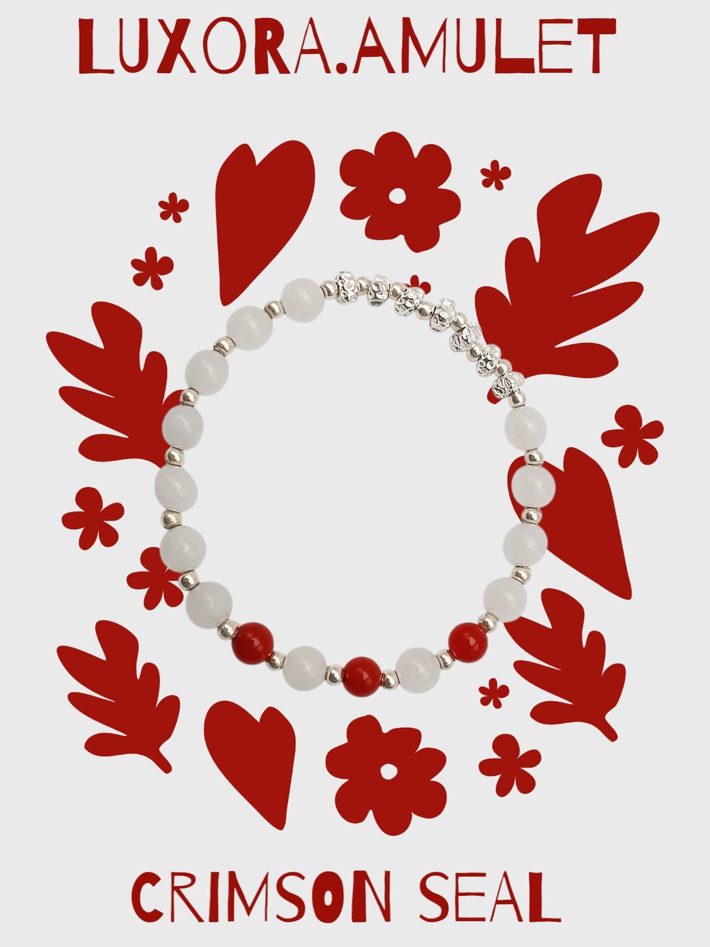 White Crystal & Red Agate Bracelet with S925 Silver Beads – Balance & Energy