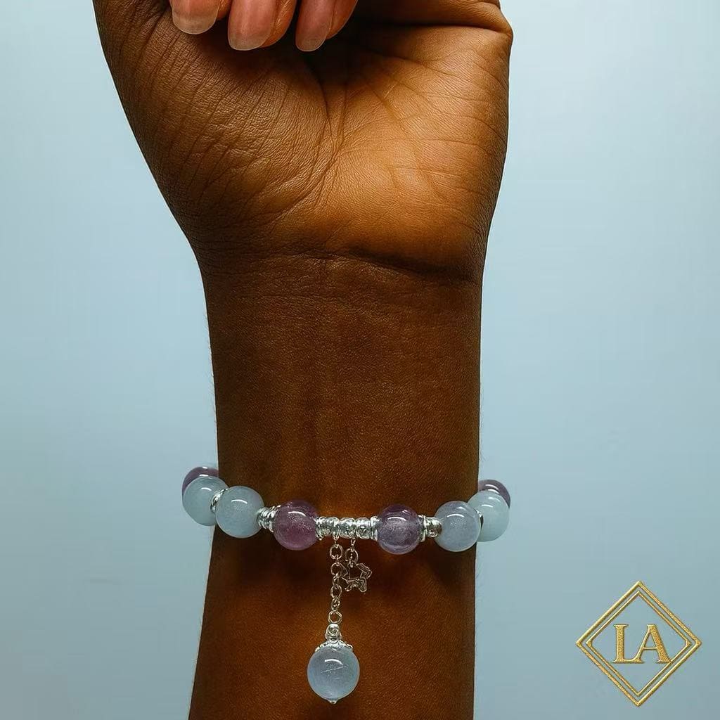 White Crystal & Amethyst Bracelet – Balance, Clarity & Spiritual Growth