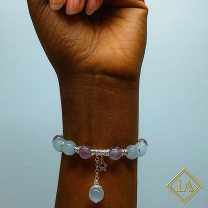 White Crystal & Amethyst Bracelet – Balance, Clarity & Spiritual Growth