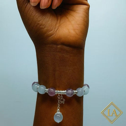 White Crystal & Amethyst Bracelet – Balance, Clarity & Spiritual Growth