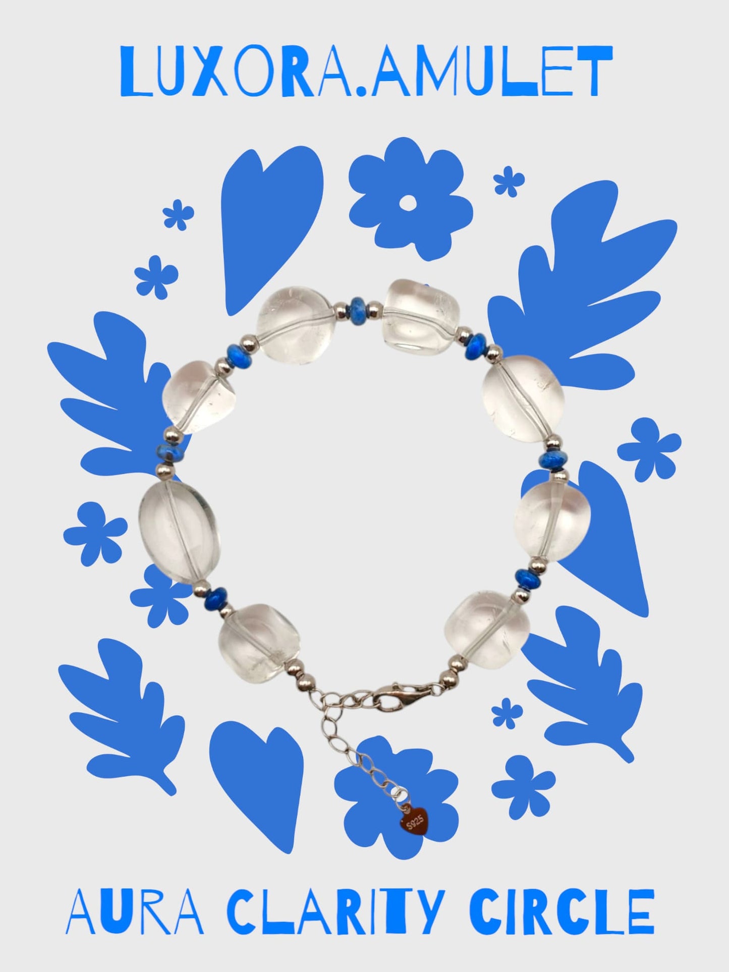 White Crystal & Sapphire Bracelet with S925 Silver – Elegance & Energy