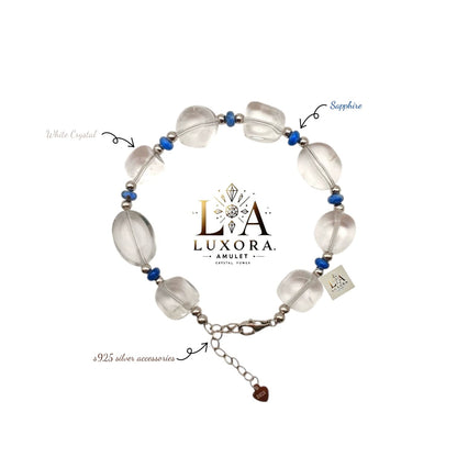 White Crystal & Sapphire Bracelet with S925 Silver – Elegance & Energy