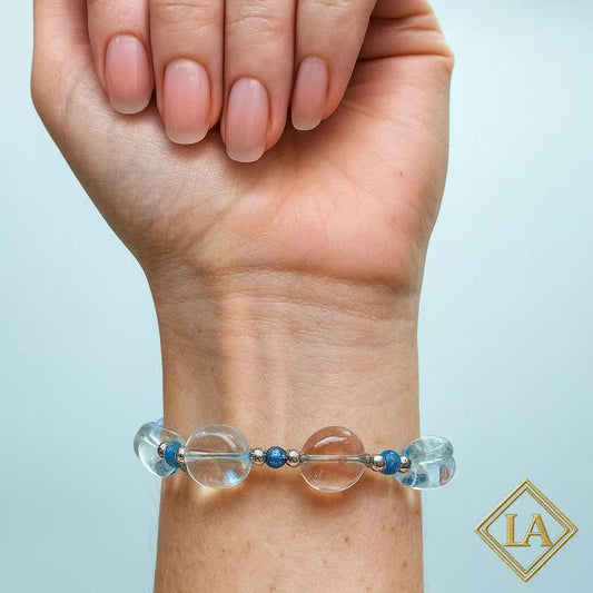 White Crystal & Sapphire Bracelet with S925 Silver – Elegance & Energy