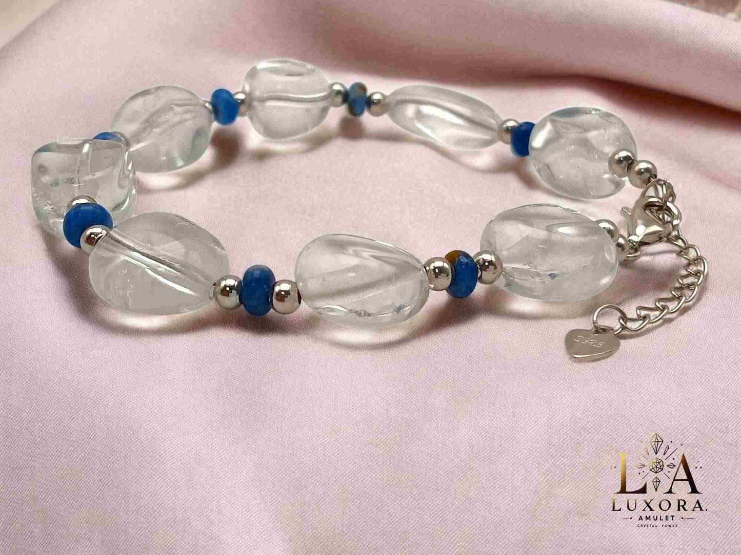White Crystal & Sapphire Bracelet with S925 Silver – Elegance & Energy