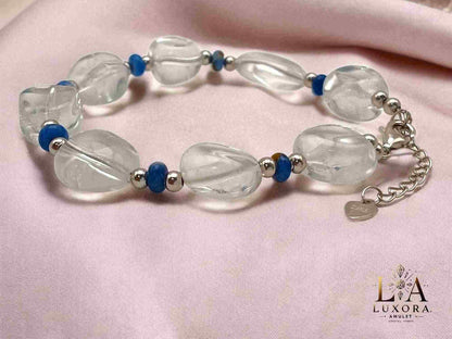 White Crystal & Sapphire Bracelet with S925 Silver – Elegance & Energy